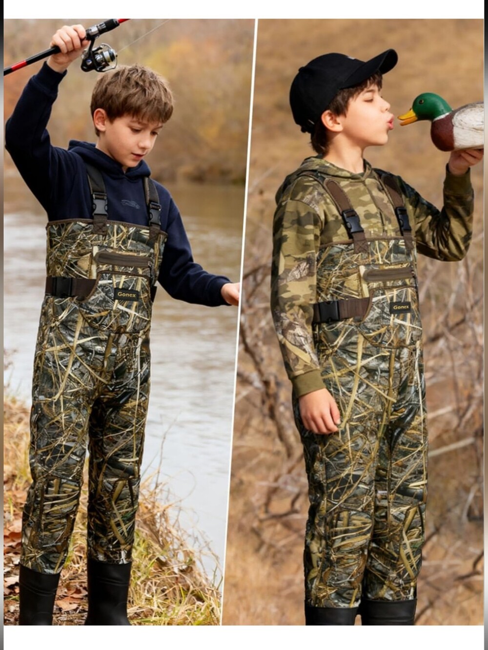 Gonex Waders with Boots for Kid 12/13
